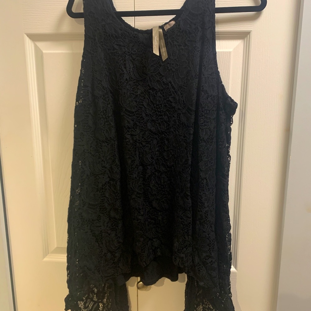 Black dressy tank lace overlay